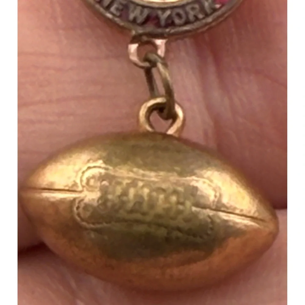 Vintage New York World's Fair Rockefeller Center Enamel Pin Football Dangle 1939